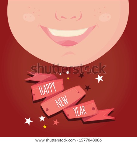 Modern vector illustration of Christmas and New Year card. Postcard colorful flat design style  