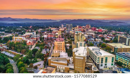 Downtown Asheville North Carolina NC Skyline Aerial Royalty-Free Stock Photo #1577088529