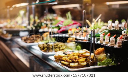 Cuisine Culinary Buffet Dinner Catering Dining Food Celebration Party Concept. Royalty-Free Stock Photo #1577107021