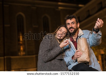 close up of a young couple enjoying time together in the evening