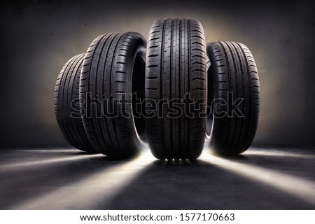 close up of four tires