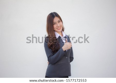 Portrait of thai adult working women white shirt like