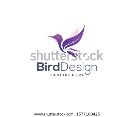 Vector logo design Bird leaf