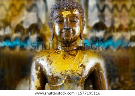 detail of statue of buddha, in buddhist temple