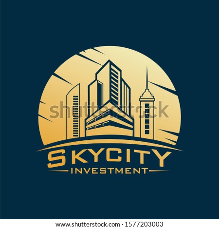 Sky city logo. travel design template