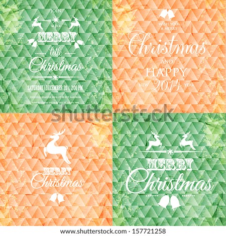 Christmas cards vintage set of retro Xmas banners design. Holiday vector collection.
