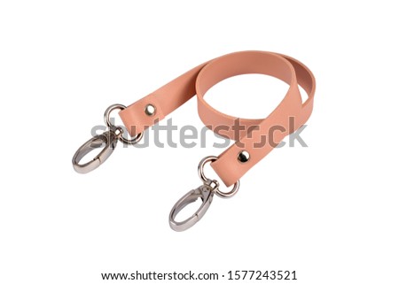 pink leather belt with carbine isolated on white