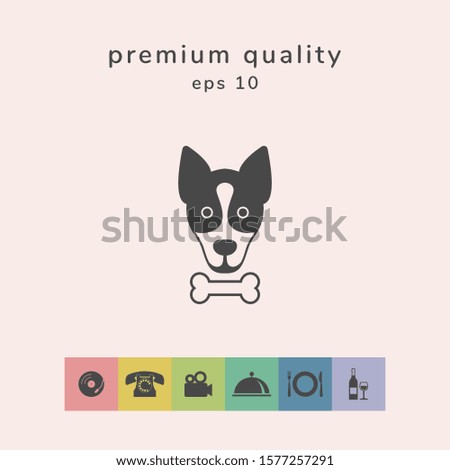 Dog with bone- logo, symbol, protect sign, icon. Meals for pet