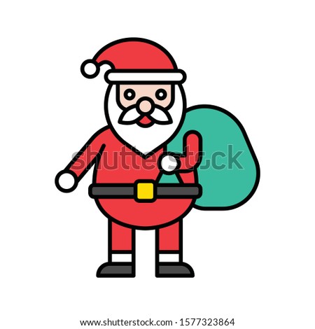 sack in santa hand related to merry christmas vector in filled style