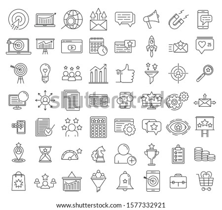 Smm NAME icons set. Outline set of smm vector icons for web design isolated on white background Royalty-Free Stock Photo #1577332921
