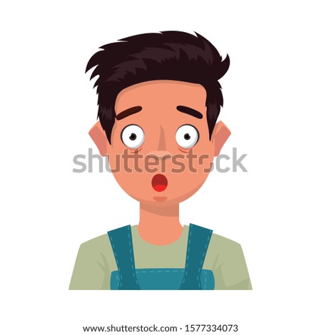 Isolated object of guy and fright sign. Set of guy and surprise vector icon for stock.