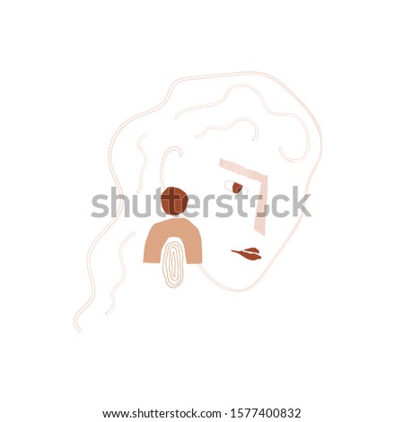 Abstract female face made of pieces of torn paper in pastel colors. Collage girl's face isolated on white background. Modern trendy beauty sign. Vector stock illustration
