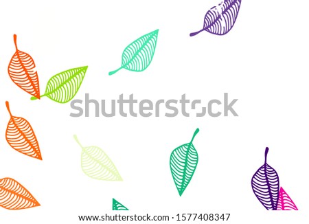 Light Multicolor, Rainbow vector sketch layout. A vague abstract illustration with leaves in doodles style. Brand new style for your business design.