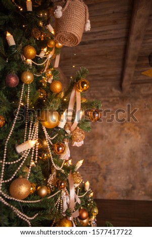 Christmas tree in modern interior living room