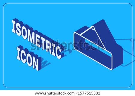 Isometric Signboard hanging icon isolated on blue background. Suitable for advertisements bar, cafe, pub, restaurant.  Vector Illustration