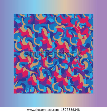 Seamless Colorized Vector Pattern Template, Background Design, Curves Shape Colorful, Multicolored surface design