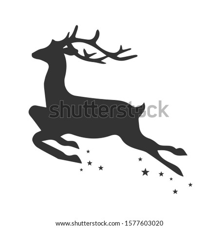 christmas deer icon. running deer silhouette. vector illustration isolated on white background eps10