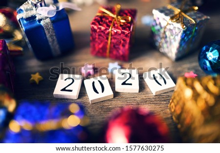 2020 text Numbers with Concept Christmas and New Year 2020
