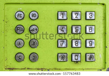 close up of the old number phone key pad