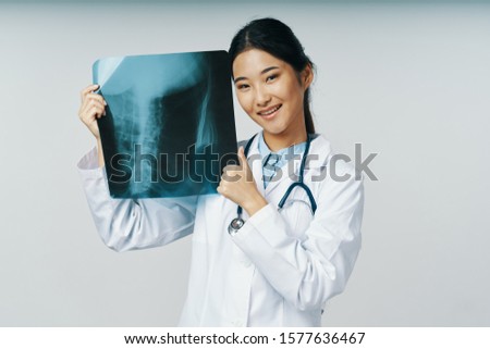 Female doctor x-ray diagnostics health treatment center
