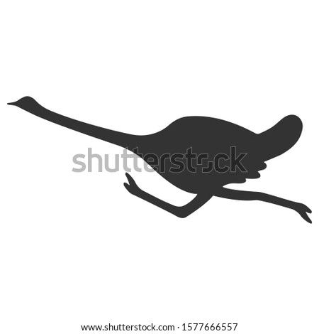 Ostrich is running. Flat icon. Vector illustration.