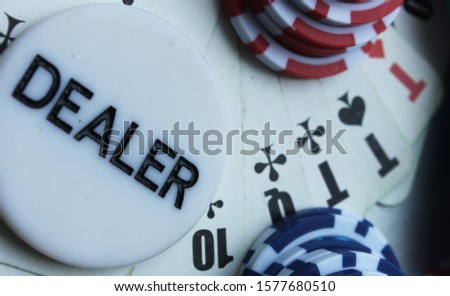Diller and gambling poker chip Royalty-Free Stock Photo #1577680510