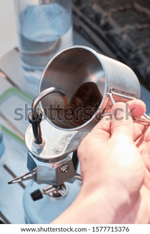 Making Coffee on a camp stove