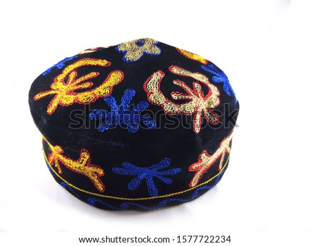 Uzbekistan hat, suzani hat, Ethnic hat, hat, cap, man, skullcap, Royalty-Free Stock Photo #1577722234