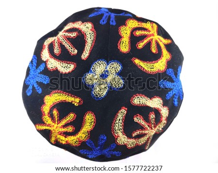 Uzbekistan hat, suzani hat, Ethnic hat, hat, cap, man, skullcap, Royalty-Free Stock Photo #1577722237