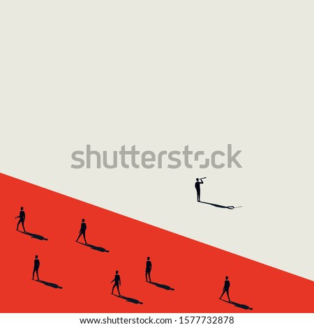 See, think, do different business vector concept. Visionary leader symbol with unique and creative solutions. Businessman manager with innovative mindset. Eps10 vector illustration. Royalty-Free Stock Photo #1577732878