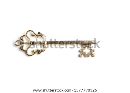 gold key isolated on white background.