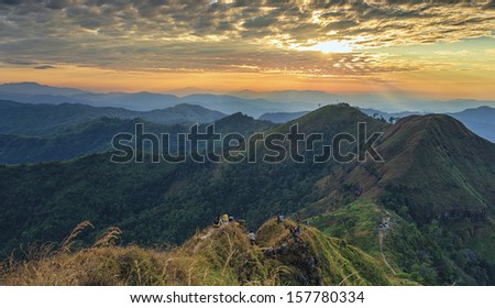 Mountain landscape and blue sky