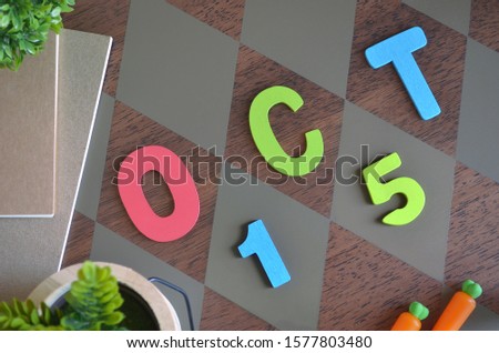 October 15, Appointment with wooden text design for background.