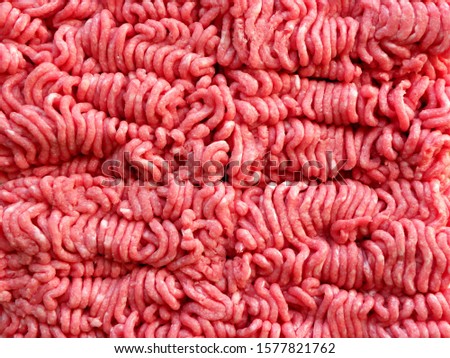 Top view raw minced beef