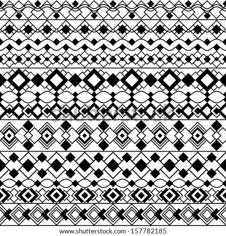 Art Deco Borders seamless pattern in black and white. Use as a pattern or as individual borders.