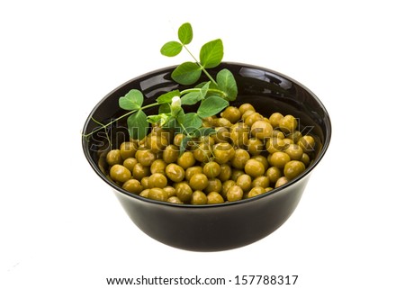 Marinated green peas with branch