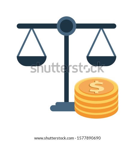 equality balance with coins dollars vector illustration design
