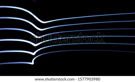 LED,Line drawing of light in various shapes, black and white background                               