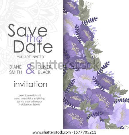 Floral wedding template - purple floral card