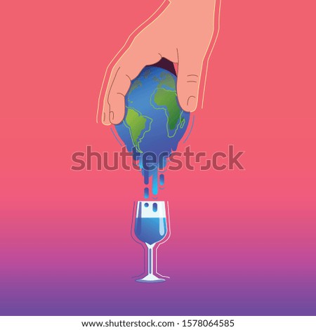 Squeeze the earth flat vector illustration