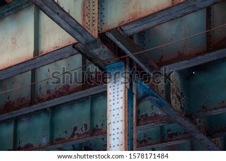 Rusty steel under a Brooklyn bridge, New York City
