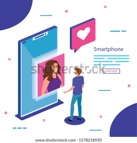 Smartphone and people design, Digital technology communication social media internet and web theme Vector illustration