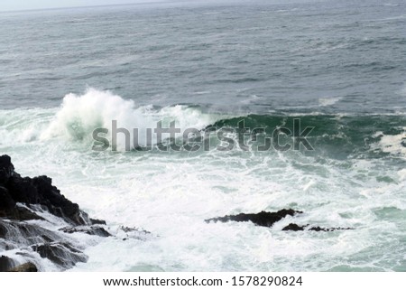 Heavy seas crash on rocks of Boiler Bay, Oregon coast