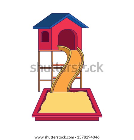 outdoor playground with sandbox icon over white background, vector illustration