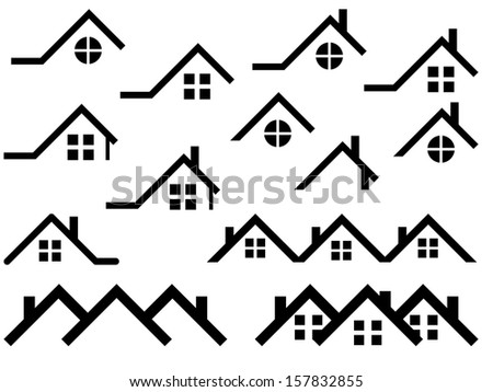 House roof set illustrated on white
