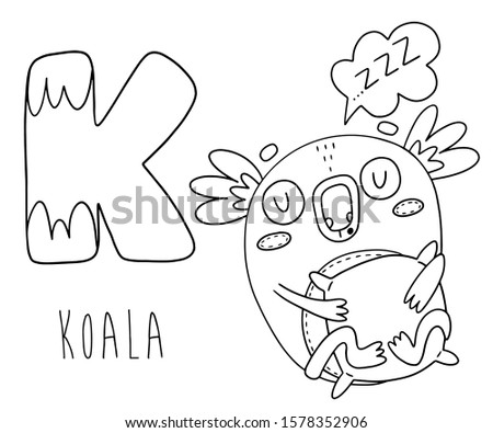 English alphabet coloring animal koala K