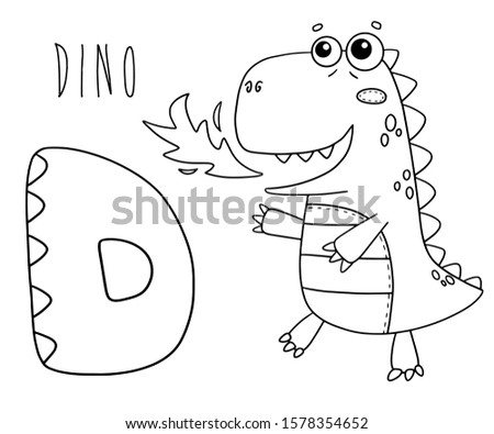 English alphabet coloring animal Dino D