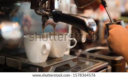 black coffee morning on coffee machine