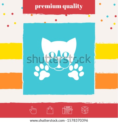 Cut Cat with paws - logo, symbol, protect sign