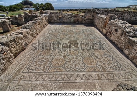 Ancient Roman Ruins of Nora, near Pula in Sardinia, Italy Royalty-Free Stock Photo #1578398494